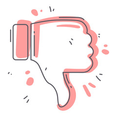 Line icon thumbs down, isolated on white background