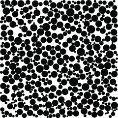 Black polka dots random pattern background. Grunge texture. Vector illustration.