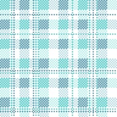 Pastel green and blue seamless plaid tablecloth gingham or fabric pattern on the white background. Vector illustration.