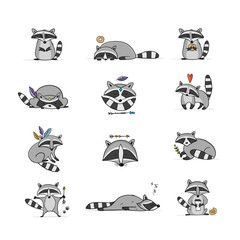 Racoons Family. Funny Characters. Icons set for your design © Kudryashka