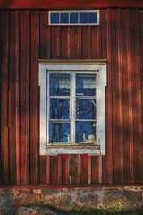 Vanhakyla in Jarvenpaa: old window of an old house.