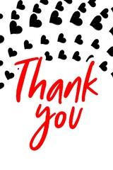 Thank You Card. Hand Written Lettering for Title, Heading, Photo Overlay, Wedding Invitation, Thank You Message. Heart shaped frame with thank you words, elegant thank you card 