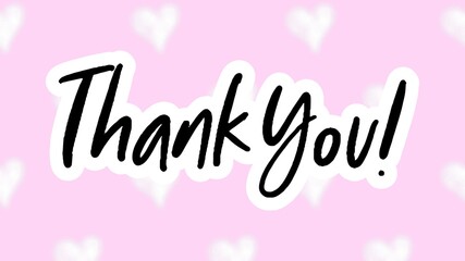 Thank You Card. Hand Written Lettering for Title, Heading, Photo Overlay, Wedding Invitation, Thank You Message. Heart shaped frame with thank you words, elegant thank you card 