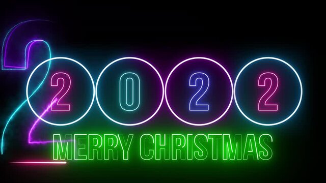 New Year Decorations and Neon Light Frame Template. Creative Holiday Animated Design Happy new year neon element background Christmas