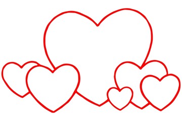 Red Heart Shapes on White Background