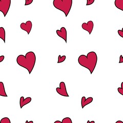 Simple hearts seamless vector pattern.