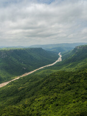 Oribi Gorge river and lush jungle on a cloudy day