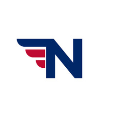 Alphabet Letter N with Fast Wings Logo Design Element on White background Vector Illustration