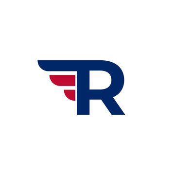 Alphabet Letter R with Fast Wings Logo Design Element on White background Vector Illustration