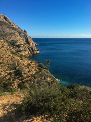 Fototapeta na wymiar View of the Mediterranean Sea and Cape Sant Antoni