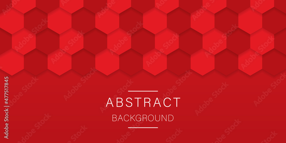 Poster abstract red hexagon background. embossed modern red futuristic pattern. luxury bright hex texture. 