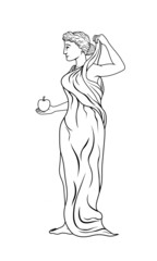 Vector illustration of Aphrodite holding a golden apple