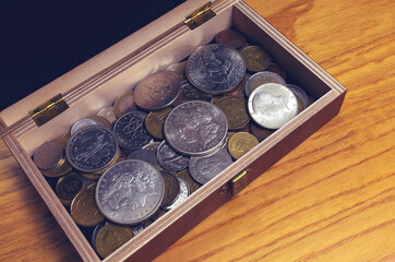 Box with old US coins inside