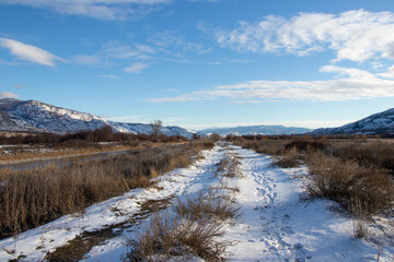 Winter trail at Osoyoos Oxbows in British Columbia, Canada