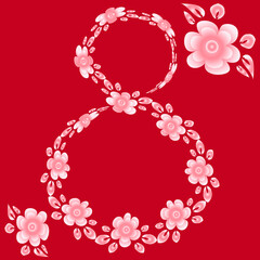 happy March 8, International Women Day. Design element of books, notebooks, postcards, interior items. Congratulation