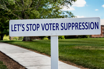 Let's Stop Voter Suppression Sign with pathway forward 
