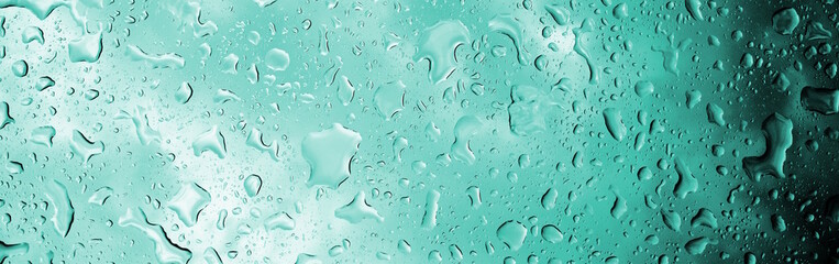 Banner, Hintergrund und Textur in Blau und Türkis	, Wassertropfen, Regentropfen