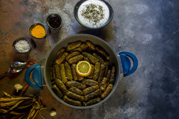 Stuffed grape leaves, a traditional Anatolian dish