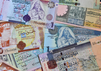 unos billetes de Libia de la epoca de Gadaffi