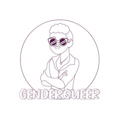 Isolated happy genderqueer person Vector illustration desing