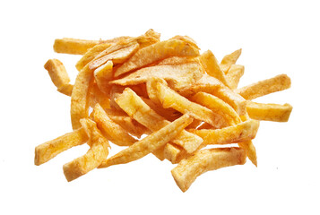  Bunch of french fried potatoes isolated over white background