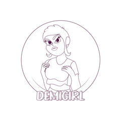 Isolated angry demigirl person Vector illustration design