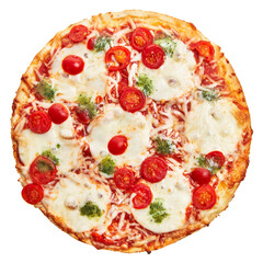  Single caprese italian pizza isolated over white background