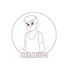 Isolated angry demiboy person Vector illustration design