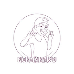 Isolated happy non binary person Vector illustration
