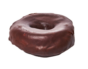  Single delicious chocolate doughnut isolated on a white background