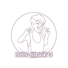 Isolated happy non binary person Vector illustration