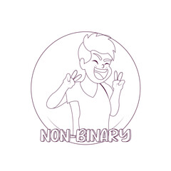 Isolated happy non binary person Vector illustration