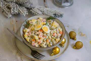  delicious salad olivier christmas background