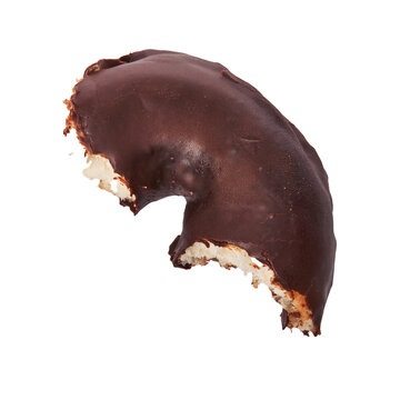  Middle chocolate doughnut isolated on a white background