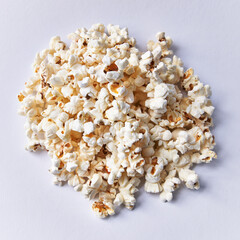  Bunch of salty popcorns isolated on a white background