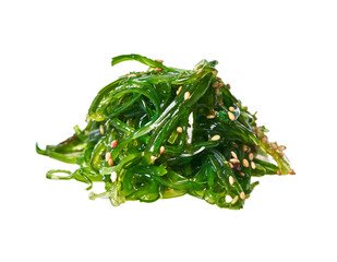  Bunch of wakame seaweed isolated on white background