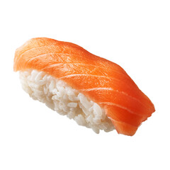 Single salmon nigiri sushi isolated on white background