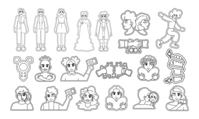Set trans love gender human illustration vector