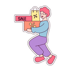 Isolated woman discount shop promo vector illustration