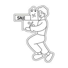 Isolated woman draw discount shop promo vector illustration