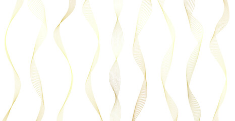 Gold line wave. Luxury style. Tech pattern. Curved wavy line, smooth stripe. Vector illustration.