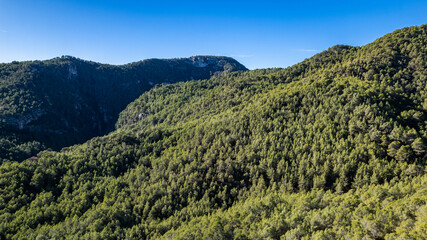 mountains vegetation green trees landscape sunny spain blue sky foliage plant