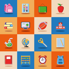 school supplies icons