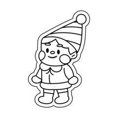 Isolated elf draw merry christmas decorative sticker illustration