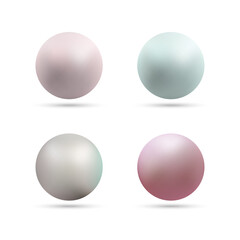Set of colored pearl balls with shadow. Decoration. Design element. eps 10