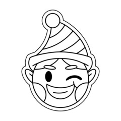 Isolated elf draw merry christmas decorative sticker illustration