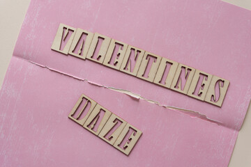 valentines daze on torn pink paper