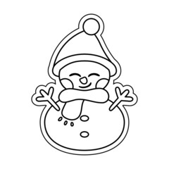 Isolated snowman draw merry christmas decorative sticker illustration