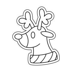 Isolated reindeer draw merry christmas decorative sticker illustration