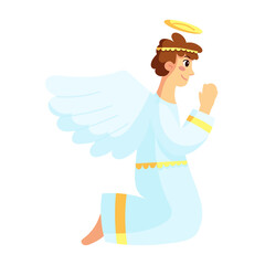Isolated angel Belen manger jesus christmas vector illustration